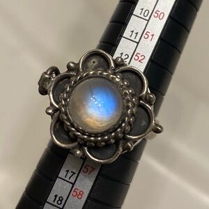 Silver Moonstone Ring pillbox ring. Size 7